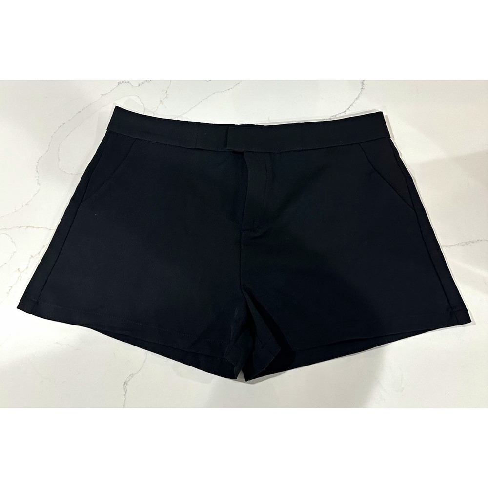 SHEIN Women's Black Solid Chino Flat Front Zip Shorts Size L Regular
